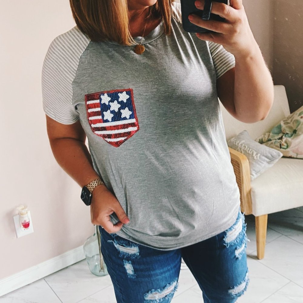 Sequin Flag Top